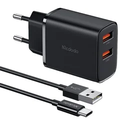 MCDODO CH-5072 SET ZIDNI PUNJAČ 12W PRO, DUAL TIP-C, Kabl 3A TIP-A NA C, 1m