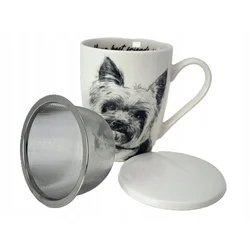 VELIKA PORCELANSKA SKODELICA - INFUSER JORKSHIRE TERIER
