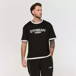 GymBeam Oversized Varsity T-Shirt Black