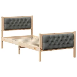 Vidaxl Konstrukcija postelje Temno siva 90 x 200 cm Masivno borovo les
