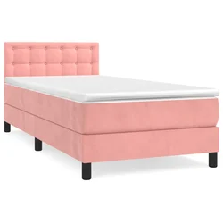 Vidaxl Box spring postelja z vzmetnico roza 90x200 cm žamet