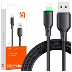 Mcdodo MCDODO polnilnik USB Lightning kabel za hitro polnjenje za iPhone 1M LED črne barve