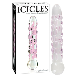 Icicles No. 7 - stekleni dildo s kroglicami