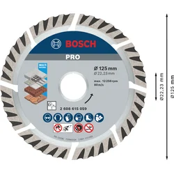 Diamantna plošča PRO Multi Material, 125 x 22,23 mm