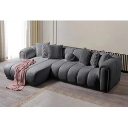Atelier del Sofa Ugaona garnitura na razvlačenje N-Line Left, 265 x 185 x 95 cm, Tamnosiva