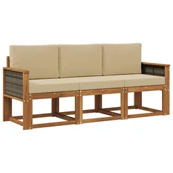 Set vanjskih sofa s jastukom 3 pcs Prirodna