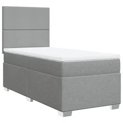 Vidaxl Box spring postelja z vzmetnico svetlo siva 90x190 cm blago