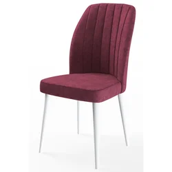 Hanah Home set trpezarijskih stolica Etra 8 kom, bordo tkanina Jerry, bele drvene noge