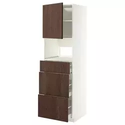 METOD / MAXIMERA Visoki element za ugradne uređaje, bela/Sinarp smeđa, 60x60x200 cm