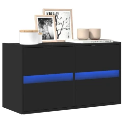 Zidni TV ormarić s LED svjetlima crni 80 x 31 x 45 cm