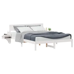 Vidaxl Konstrukcija postelje Bela 150 x 200 cm Masivno borovo les