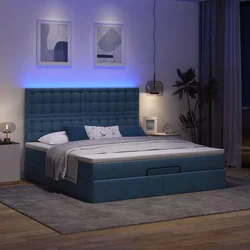 Otomanski krevet s madracem i LED plavi 180x200cm od tkanine
