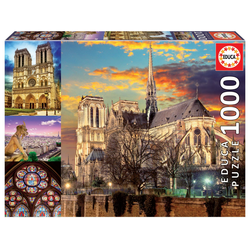 Puzzle Notre Dame Collage Educa 1000 dielov+lepidlo Fix puzzle od 11 rokov EDU18456