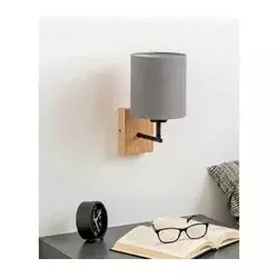 Brilagi - Zidna lampa NUBILA WOOD 1xE27/25W/230V hrast/crna/svetlo siva