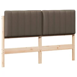 Vidaxl Tapecirano vzglavje Rjava in taupe 135 cm Masivno borovo les