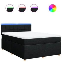Vidaxl Box spring posteljni z vzmetnico črn 140x190 cm blago