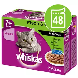 Mega pakiranje Whiskas 7+ Senior vrečke 48x100 g - Mešano pakiranje