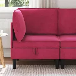 vidaXL Sofa z shranjevanjem Vinorodna rdeča Žamet