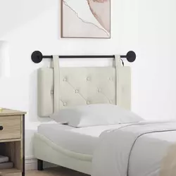 Vidaxl Viseče vzglavje postelje Krem Žamet
