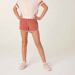 Kratke hlače za vježbanje 2 u 1 w500 za djevojčice crno-ružičaste