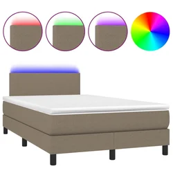 Vidaxl Box spring postelja z vzmetnico LED taupe 120x200 cm blago