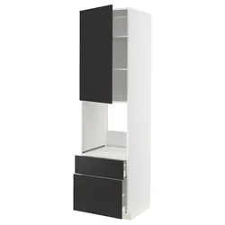 METOD / MAXIMERA Vis.el.peć s fiok/2frnt/srd/g.fiok, bela/Nickebo boja antracita, mat, 60x60x220 cm