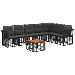 Set vanjskih sofa 8 pcs Crna i tamno siva Poliester