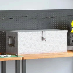 Kutija za pohranu srebrna 70 x 31 x 27 cm aluminijska