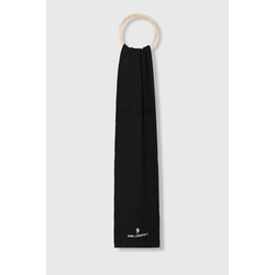 Kratki šal s primjesom vune Karl Lagerfeld boja: crna, s aplikacijom