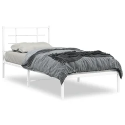 Vidaxl Kovinski posteljni okvir z vzglavjem bel 90x190 cm