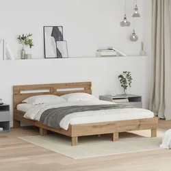 Vidaxl Konstrukcija postelje Umetni hrast 120 x 200 cm Konstruiran les