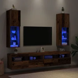 TV ormarići s LED svjetlima 2 kom boja drva 30,5 x 30 x 102 cm