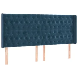 Vidaxl Vzglavje z ušesi temno modro 183x16x118/128 cm žamet