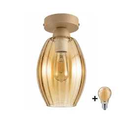 BRILAGI -LED Plafonsko svetlo R GLASS 1xE27/60W/230V prečnik 17 cm bež/dimljeno bež