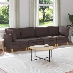 Modularni set sofe sa skladištem 4 pcs Tamno smeđa Tkanina