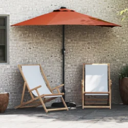 Vrtni suncobran Terakota 294 x 150 x 223 cm Poliester i čelik