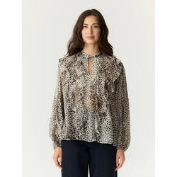 YAS Bluza YASCHEEMI ecru/temno rjava