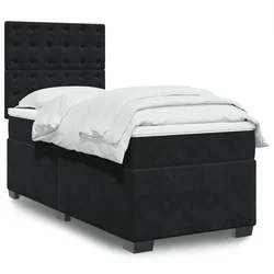 vidaXL Box spring postelja z vzmetnico črna 80x200 cm žamet