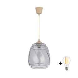 Brilagi - LED luster na sajli R GLASS 1xE27/60W/230V prečnik 26 cm bež/dimljeno-siva