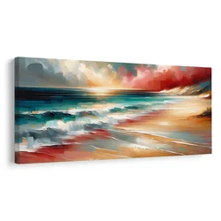 Slika valovi, ki se lomijo ob obali - 80x40
