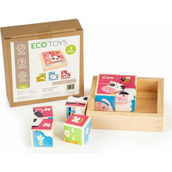 EcoToys Lesene kocke Živali, 8 kock