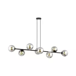 Luster na sajli ROSSI 8xE14/10W/230V crna/siva