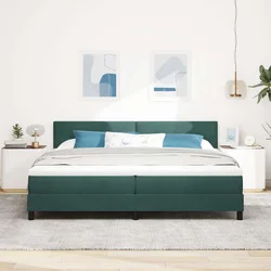 Krevet s opruga kutije Tamnozelena 200 x 200 cm Baršun