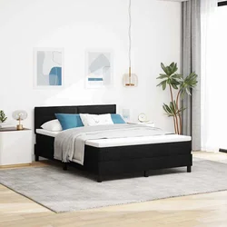 Krevet s opruga kutije s jastukom Crna 140 x 200 cm tkanina
