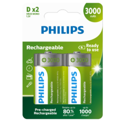 Philips R20B2A300/10 - 2 kom Punjive D baterije MULTILIFE NiMH/1,2V/3000 mAh