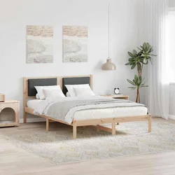 Krevetna konstrukcija s uzglavljem Tamno siva 135 x 190 cm