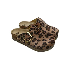 Niland Ženske anatomske kožne klompe, Leopard print, Bež