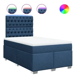 Vidaxl Box spring postelja z vzmetnico moder 120x200 cm blago