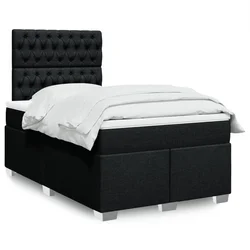 vidaXL Box spring postelja z vzmetnico črn 120x200 cm blago