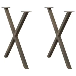 Noge za blagovaonski stol u obliku slova X, 2 kom, prirodni čelik, 70 x (72-73) cm, čelik